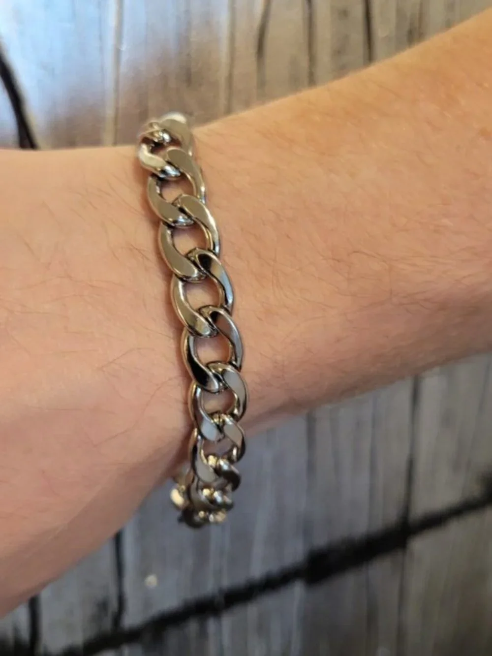 NWT Mens 12mm Shiny Stainless Steel Cuban Link Bracelet Lobster Clasp – 8 in